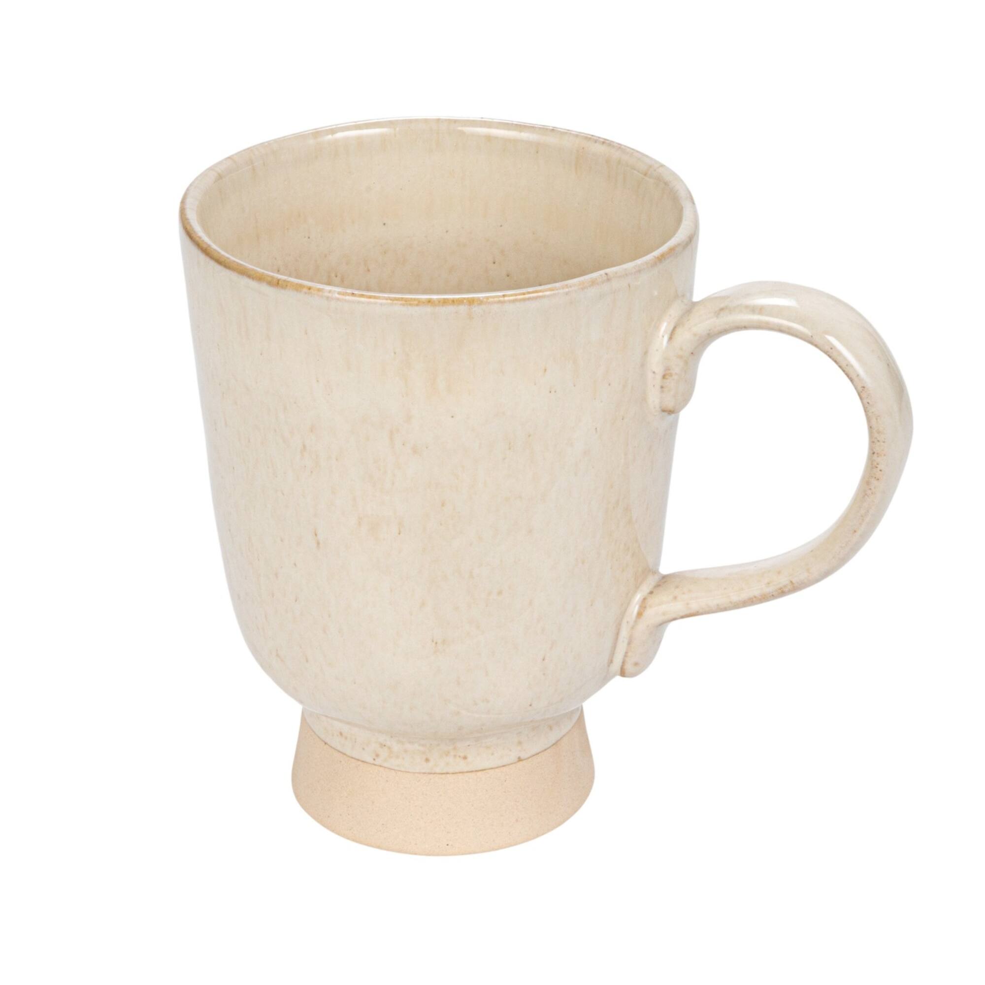 Hello Honey® 4.75" Cream Speckled Glaze Stoneware Footed Mug, 4ct.